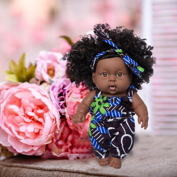 8 Zoll große afroamerikanische Babypuppe – realistische Puppe mit komplettem Kleidungsset