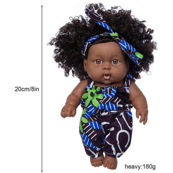 8 Zoll große afroamerikanische Babypuppe – realistische Puppe mit komplettem Kleidungsset