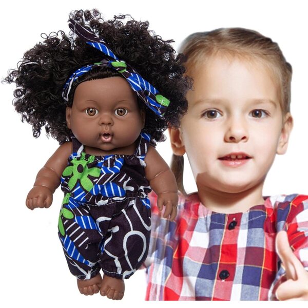 8 Zoll große afroamerikanische Babypuppe – realistische Puppe mit komplettem Kleidungsset