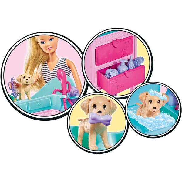 Steffi Love Cute Pet Salon Simba con 2 Cani e Accessori, Gioco Creativo Bambini