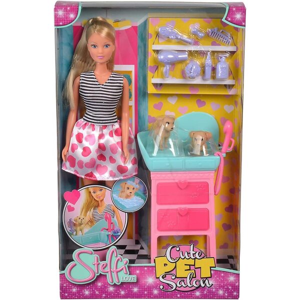 Steffi Love Cute Pet Salon Simba con 2 Cani e Accessori, Gioco Creativo Bambini
