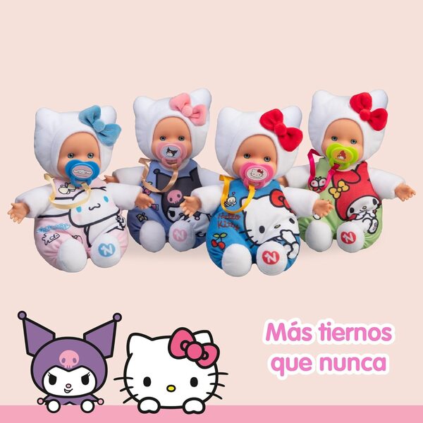 Nenuco Hello Kitty Mini Baby, Bambole 15 cm con Corpo Morbido e Vestiti Tema Hello Kitty