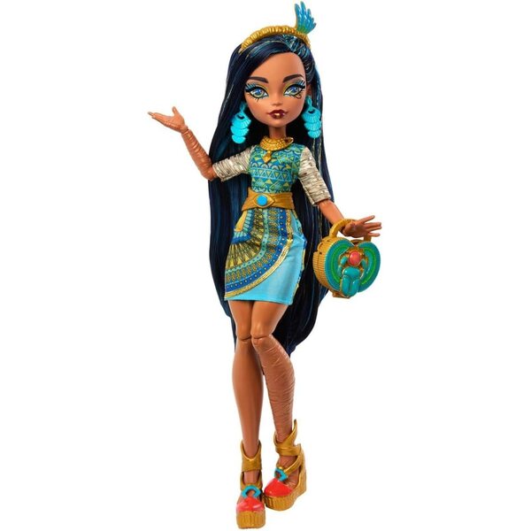 Monster High Cleo DeNile Puppe con Outfit e Accessori Snack - 11 Articolazioni