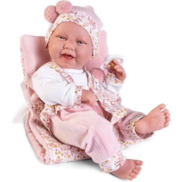 Antonio Juan Carla Neugeborenes 42 cm mit Kinderwagen und Wickelauflage, realistisches Vinyl