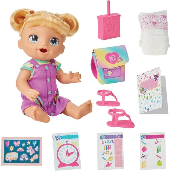 Baby Alive Time for School 30,5 cm große Puppe mit blonden Haaren, Spiel für Kinder ab 3 Jahren
