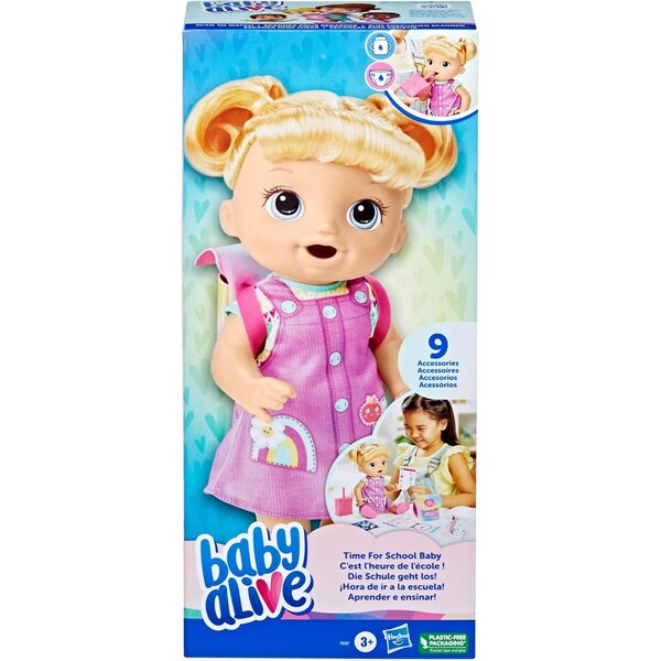 Baby Alive Time for School 30,5 cm große Puppe mit blonden Haaren, Spiel für Kinder ab 3 Jahren