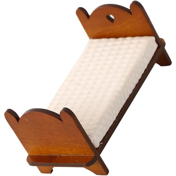 Ifundom Mini Letto Singolo in Legno Robusto per Casa delle Bambole 13x6x6 cm