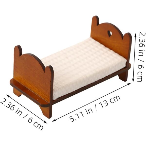 Ifundom Mini Letto Singolo in Legno Robusto per Casa delle Bambole 13x6x6 cm