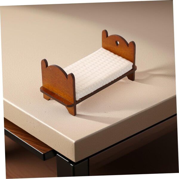 Ifundom Mini Letto Singolo in Legno Robusto per Casa delle Bambole 13x6x6 cm