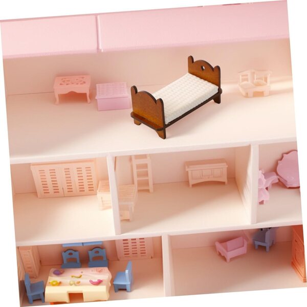 Ifundom Mini Letto Singolo in Legno Robusto per Casa delle Bambole 13x6x6 cm