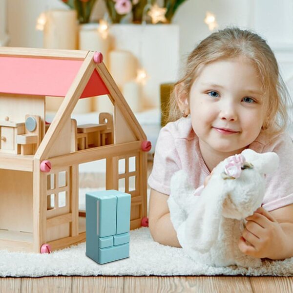 11,3 cm großer Spielzeugkühlschrank mit Geräuschen und Lichtern – kreatives Zubehör für Puppenhäuser