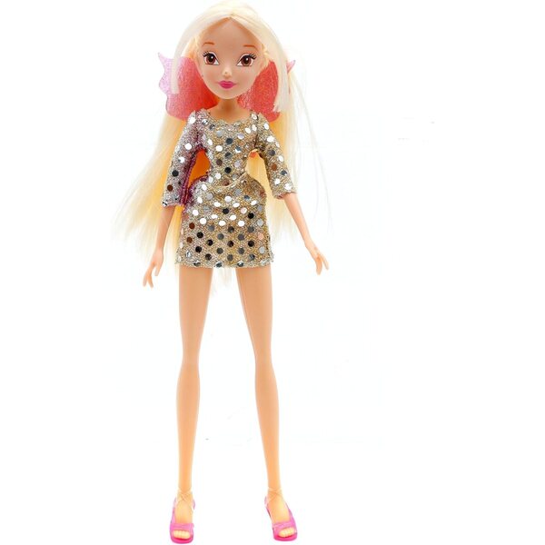 Winx Fairy Shine Stella - Pupa с блестяща рокля, подвижни крила и стави
