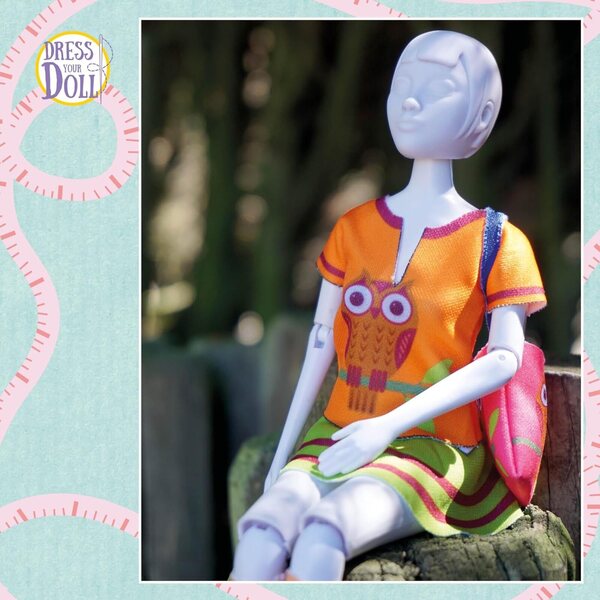 Dress Your Doll Nähset für Kinder mit Stoff und Schnittmuster für Puppenkleidung 30x39 cm