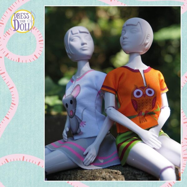 Dress Your Doll Nähset für Kinder mit Stoff und Schnittmuster für Puppenkleidung 30x39 cm