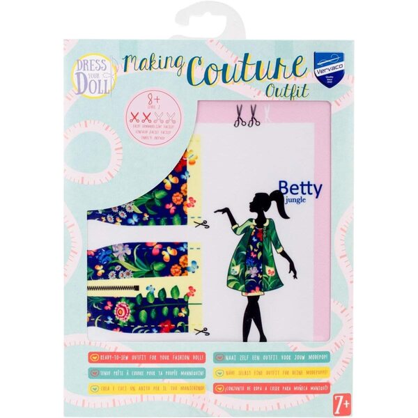 Dress Your Doll Kit per cucito principianti - Moda bambole con stoffa stampata 30x39 cm