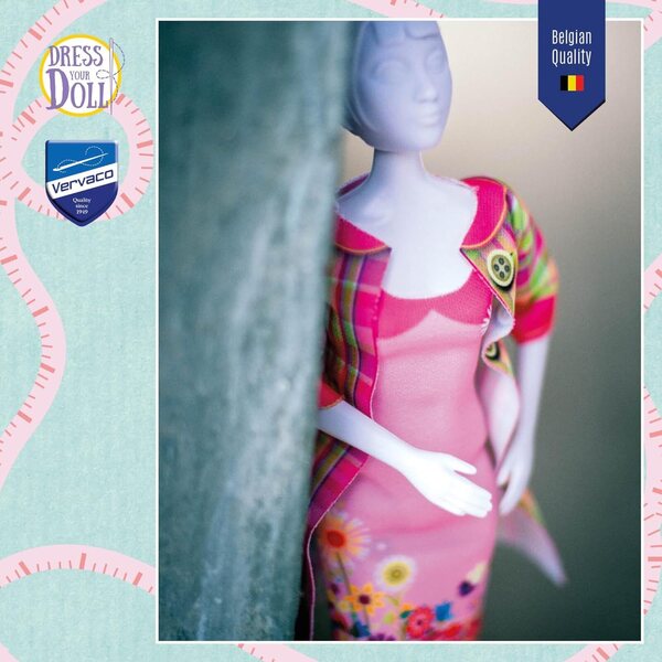 Dress Your Doll Nähset mit Stoffkleid für Modepuppen 30x39 cm