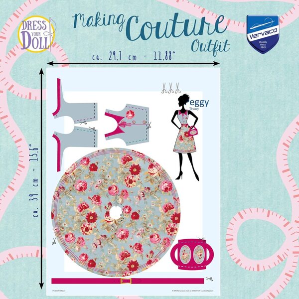 Dress Your Doll Nähset für Kinder mit Mini-Schaufensterpuppe und Peggy Peony-Stoff