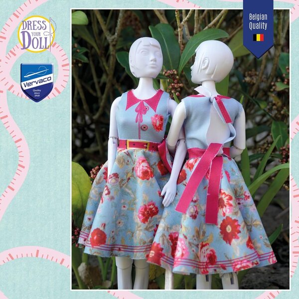 Dress Your Doll Nähset für Kinder mit Mini-Schaufensterpuppe und Peggy Peony-Stoff