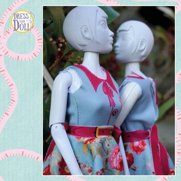 Dress Your Doll Nähset für Kinder mit Mini-Schaufensterpuppe und Peggy Peony-Stoff
