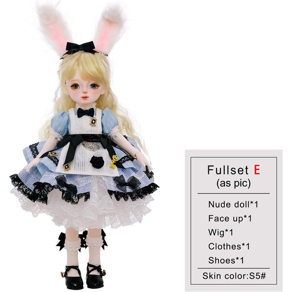 Oueneifs Yenny E 1/6 BJD Resin mit Hasenohren, Komplettset 27cm