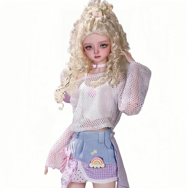 45 cm große handgefertigte Kawaii-BJD-Puppe mit beweglichen Gelenken und passendem Kleid