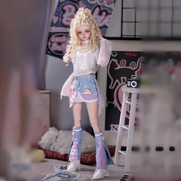 45 cm große handgefertigte Kawaii-BJD-Puppe mit beweglichen Gelenken und passendem Kleid