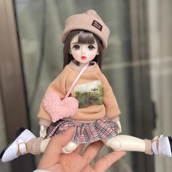 BJD 1/6 Kawaii Puppe 30 cm mit handgefertigter Kleidung und detailliertem Make-up