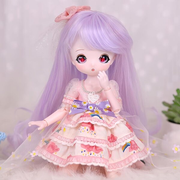 AMITD BJD Puppe 1/6 Kawaii 30 cm mit 28 Gelenken, Möbeln und handgefertigter Kleidung