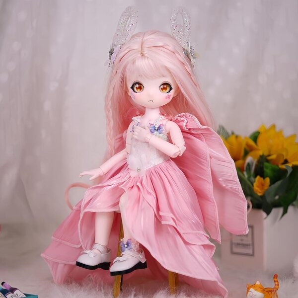 AMITD BJD Puppe 1/6 Kawaii 30 cm mit 28 Gelenken, Möbeln und handgefertigter Kleidung