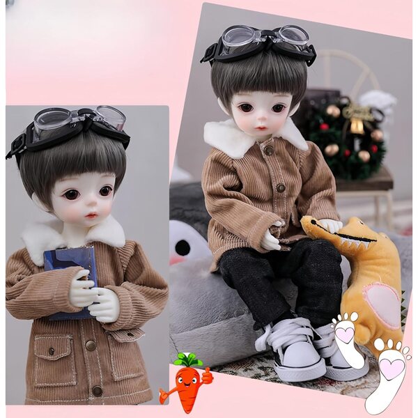 AMITD BJD männliche Puppe 1/6, handgefertigte Harzskulptur mit detailliertem Make-up