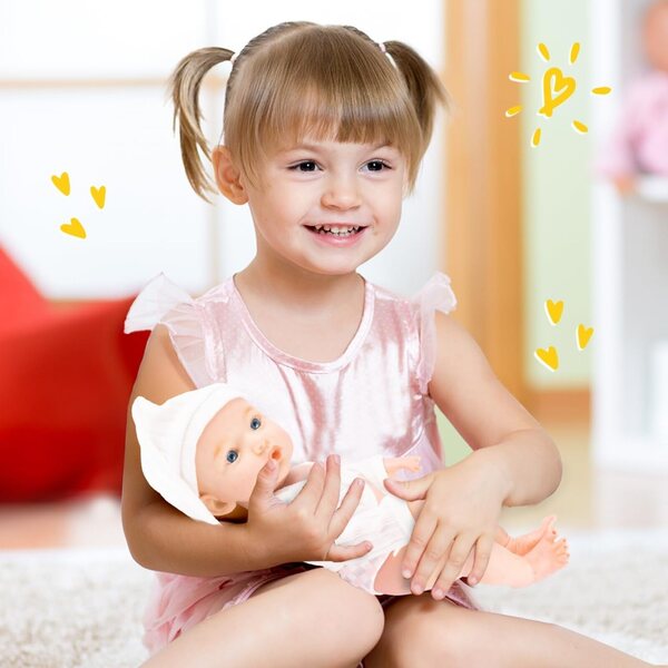 MalPlay Babypuppe 32 cm waterdicht met verwijderbare kleding, ideaal voor kinderen vanaf 3 jaar