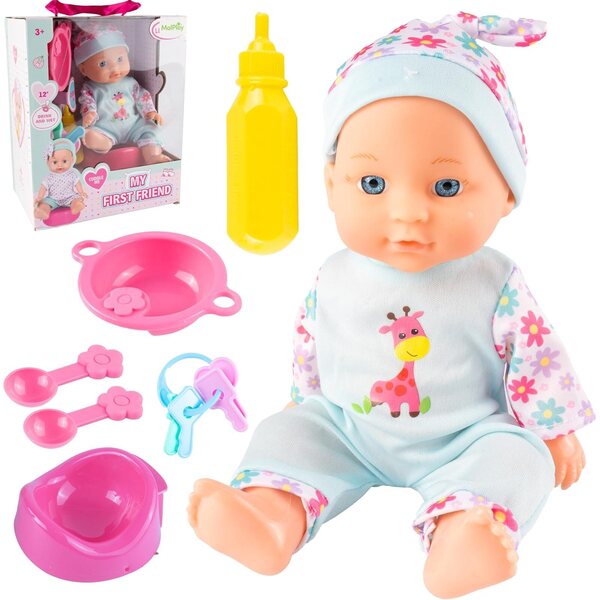MalPlay Babypuppe 29 cm met kleertjes, potje, flesjes en accessoires, educatief spel 3+