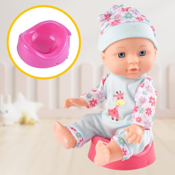 MalPlay Babypuppe 29 cm met kleertjes, potje, flesjes en accessoires, educatief spel 3+