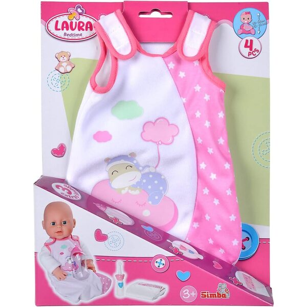 Simba New Born Babypuppe mit Trinkfunktion und Laura Goodnight Set für Kinder