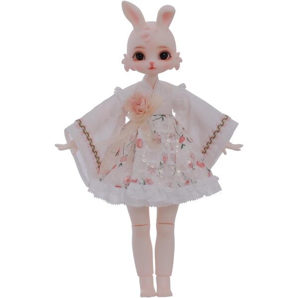 Oueneifs Tsuk BJD Puppe 1/6 Kaninchen mit Rock und weiten Ärmeln aus Harz