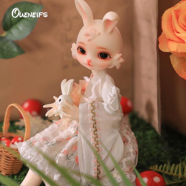Oueneifs Tsuk BJD Puppe 1/6 Kaninchen mit Rock und weiten Ärmeln aus Harz