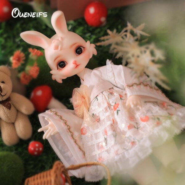 Oueneifs Tsuk BJD Puppe 1/6 Kaninchen mit Rock und weiten Ärmeln aus Harz