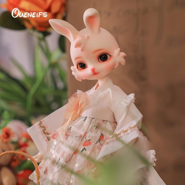 Oueneifs Tsuk BJD Puppe 1/6 Kaninchen mit Rock und weiten Ärmeln aus Harz