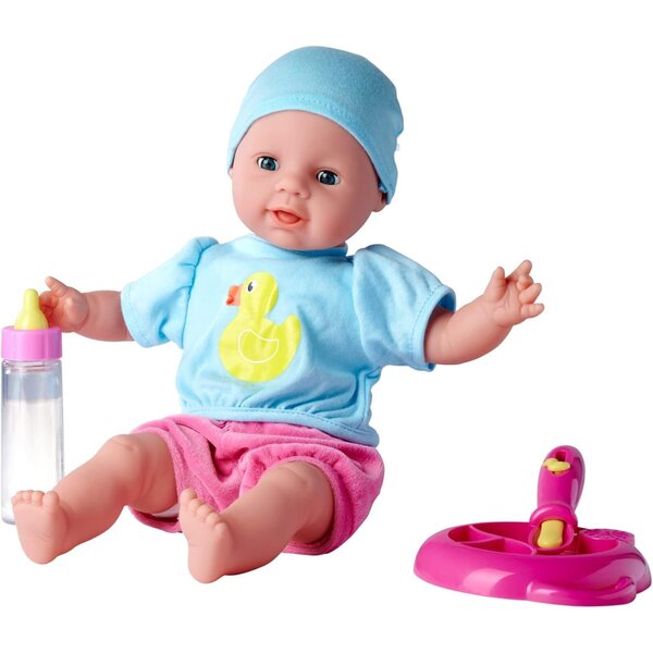 Kuschelpuppe Laura Hungry 38 cm mit glitzerndem Kleid und Accessoires-Set für Mädchen