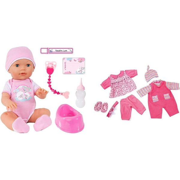 Bayer Design Piccolina Love - Funktionspupa 42cm mit Zubehör und Kleidungsset für Puppen