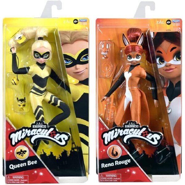 BANDAI Miraculous Queen Bee und Rena Rouge Puppe 26 cm mit Zubehör
