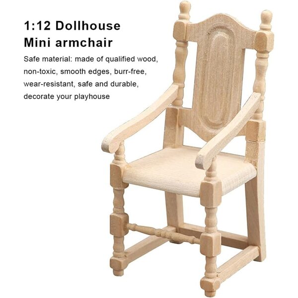 1:12 Holzstuhl für Puppenhaus, robustes und realistisches Miniaturzubehör