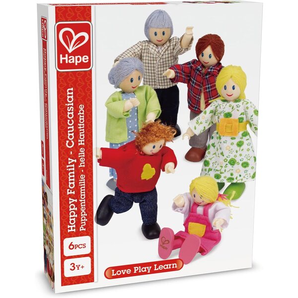 Hape casa delle bambole Villa in Legno con 6 Stanze, 4 Figure Familiari e Accessori Completi