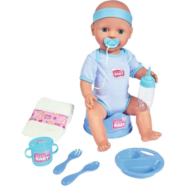 Simba New Born Baby Pupazzo Maschio 43 cm con Funzioni Interattive e 5 Windeln