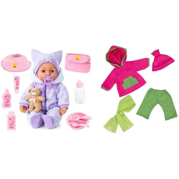 Bayer Design Piccolina Magic Eyes und Kleidungsset für Puppen 40-46 cm für Kinder