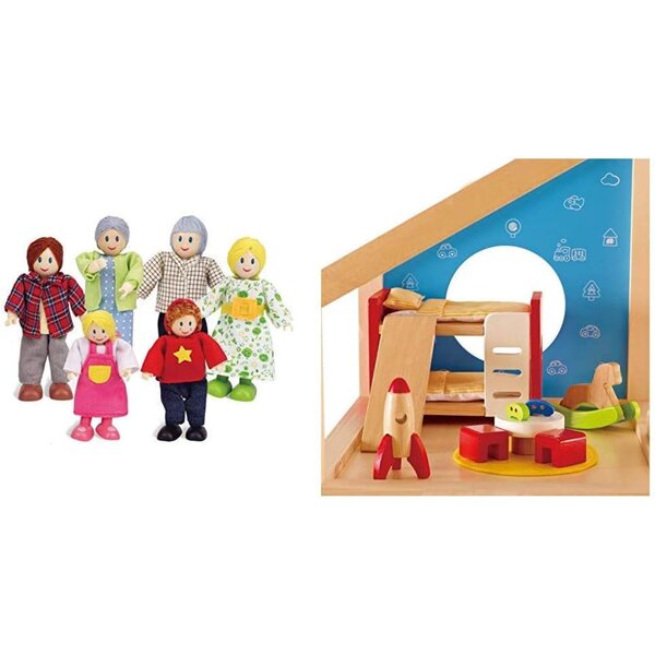 Hape Familienpuppen und Kinderzimmer aus Holz für Kinder ab 3 Jahren