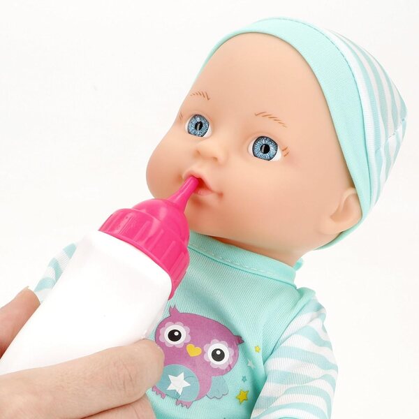COLORBABY Babypuppe 30 cm mit Hochstuhl und Zubehör zum Füttern und Spielen für Mädchen