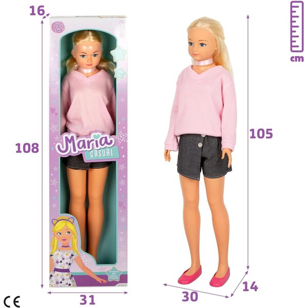 Puppa Maria 105 cm mit Zubehör und Wechselkleidung für Kinder ab 3 Jahren