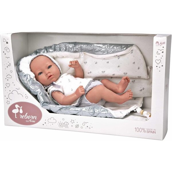 ARIAS Reborn-Puppe Borja Grey, 38 cm, weicher Körper aus hochwertigem Vinyl