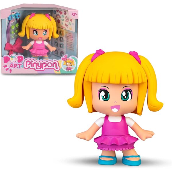 Pinypon Pop & Art - Кукла за персонализиране с аксесоари, стикери и блясък